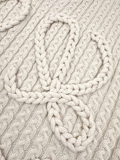 Loewe Anagram Cable-Knit Wool Vest "White"