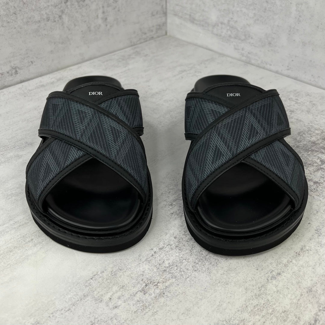 Dior CD Diamonds Slides "Black-Grey"