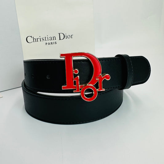 Dior Leather Belt "Black-Red"