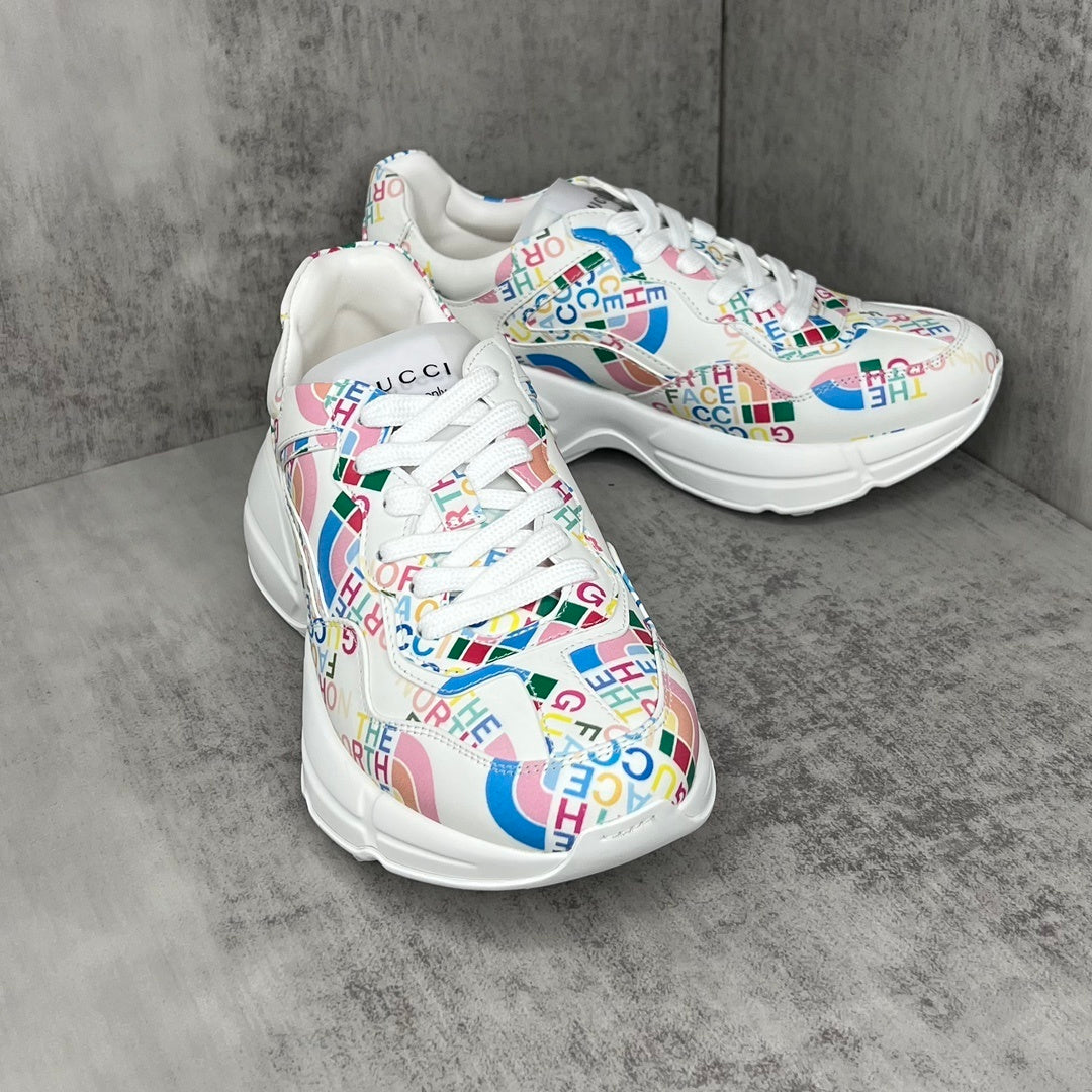 Gucci x The North Face Rhyton "White-Multicolour All Over Logo"