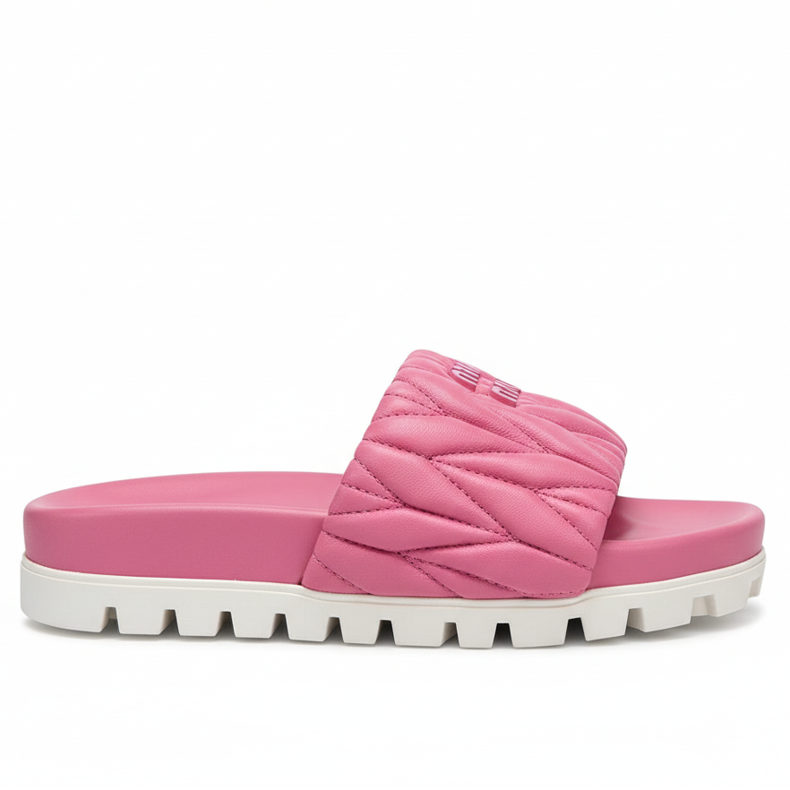 Miu Miu Leather Slides "Pink"