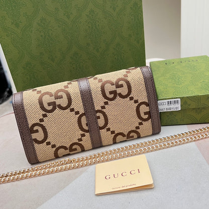Gucci Jackie 1961 GG Jumbo Continental Chain Wallet