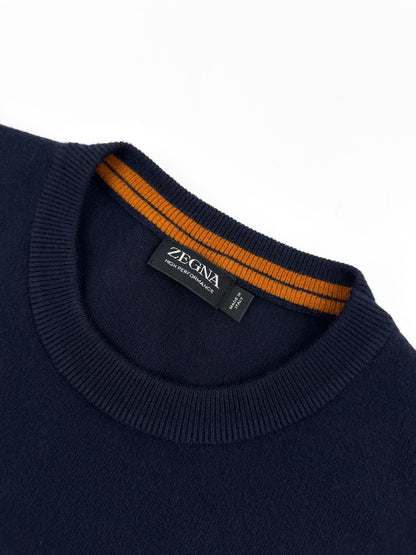 Zegna High Performance Wool Crewneck Sweater "Navy Blue"
