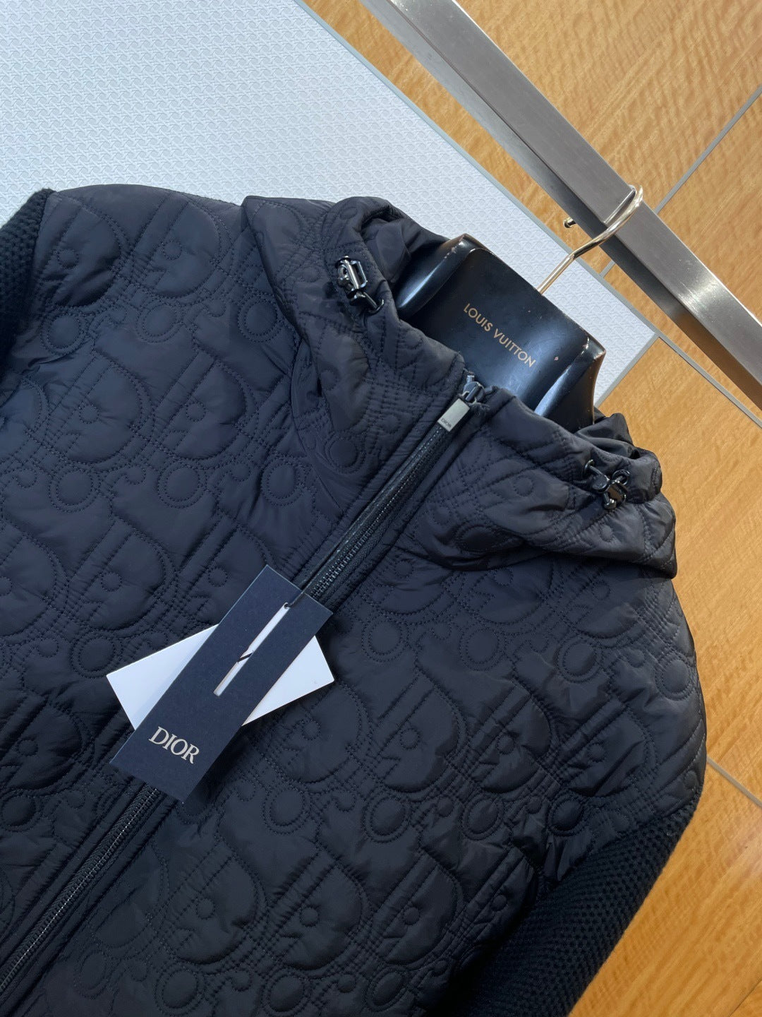 Dior Oblique Hooded Blouson Jacket "Black Cotton Blend Knit"