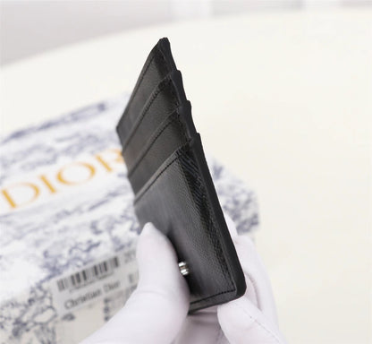 Dior Card Holder CD Diamond Canvas Smooth Calfskin