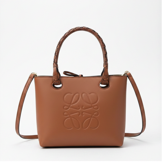 Loewe Anagram Embossed Small Leather Tote Bag "Brown"