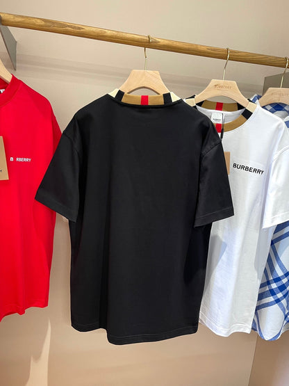Burberry Icon Stripe Trim Cotton T-Shirt "Black"