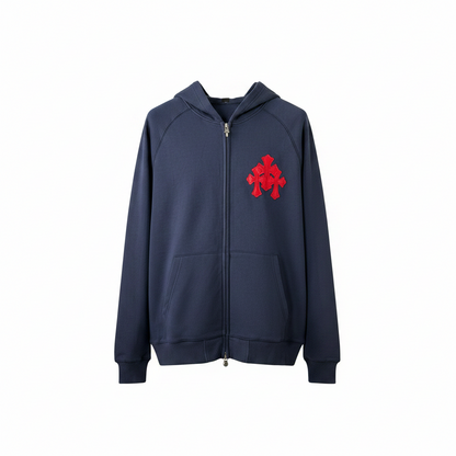 Chrome Hearts Paper Jam Triple Cross Zip Hoodie "Navy"