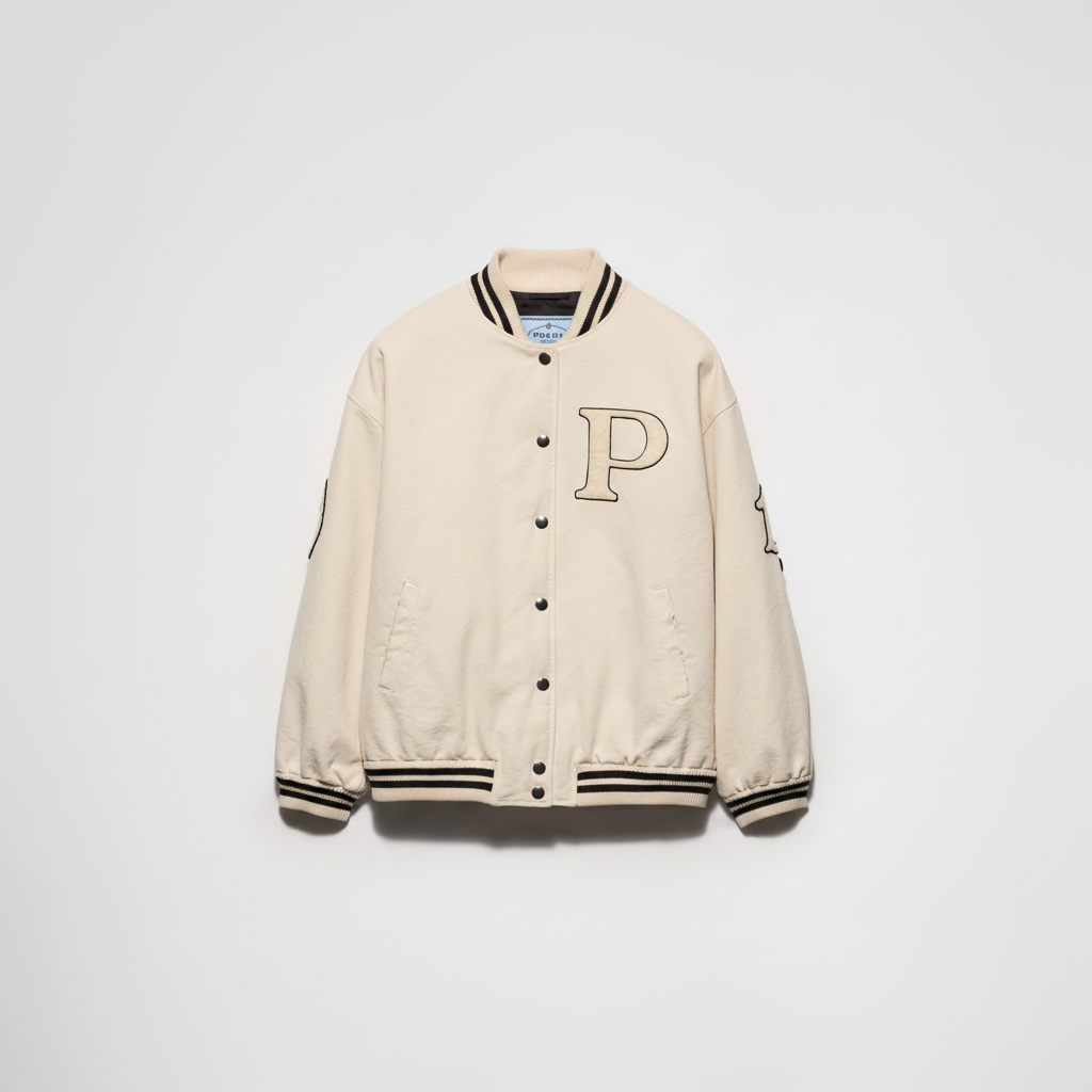Prada Canvas Varsity Bomber Jacket "Ivory"