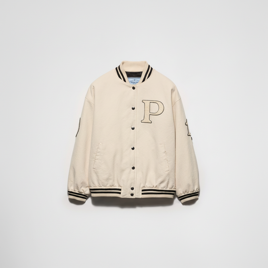 Prada Canvas Varsity Bomber Jacket "Ivory"