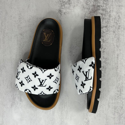 Louis Vuitton Slides "White-Black-Brown"