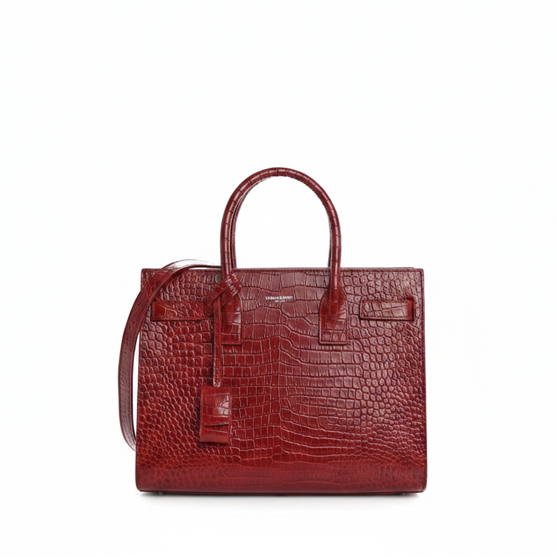 Saint Laurent Sac De Jour in Crocodile-Embossed Leather-Nano