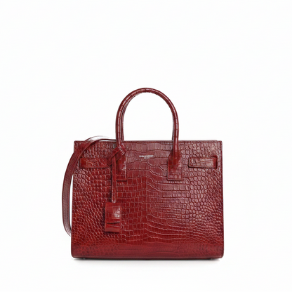 Saint Laurent Sac De Jour in Crocodile-Embossed Leather-Nano