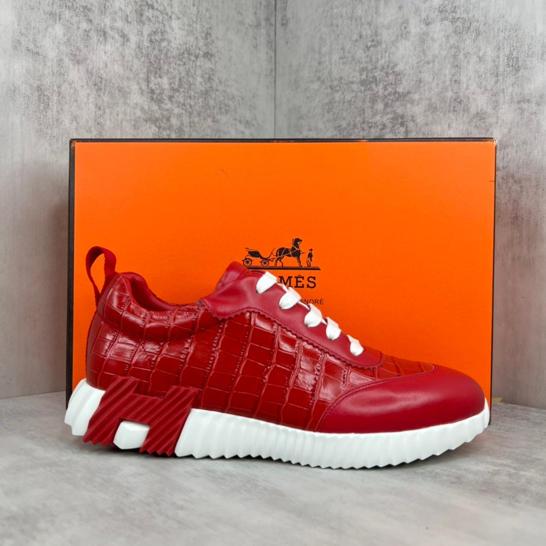 Hermes Bouncing Sneakers "Red Crocodile Pattern"