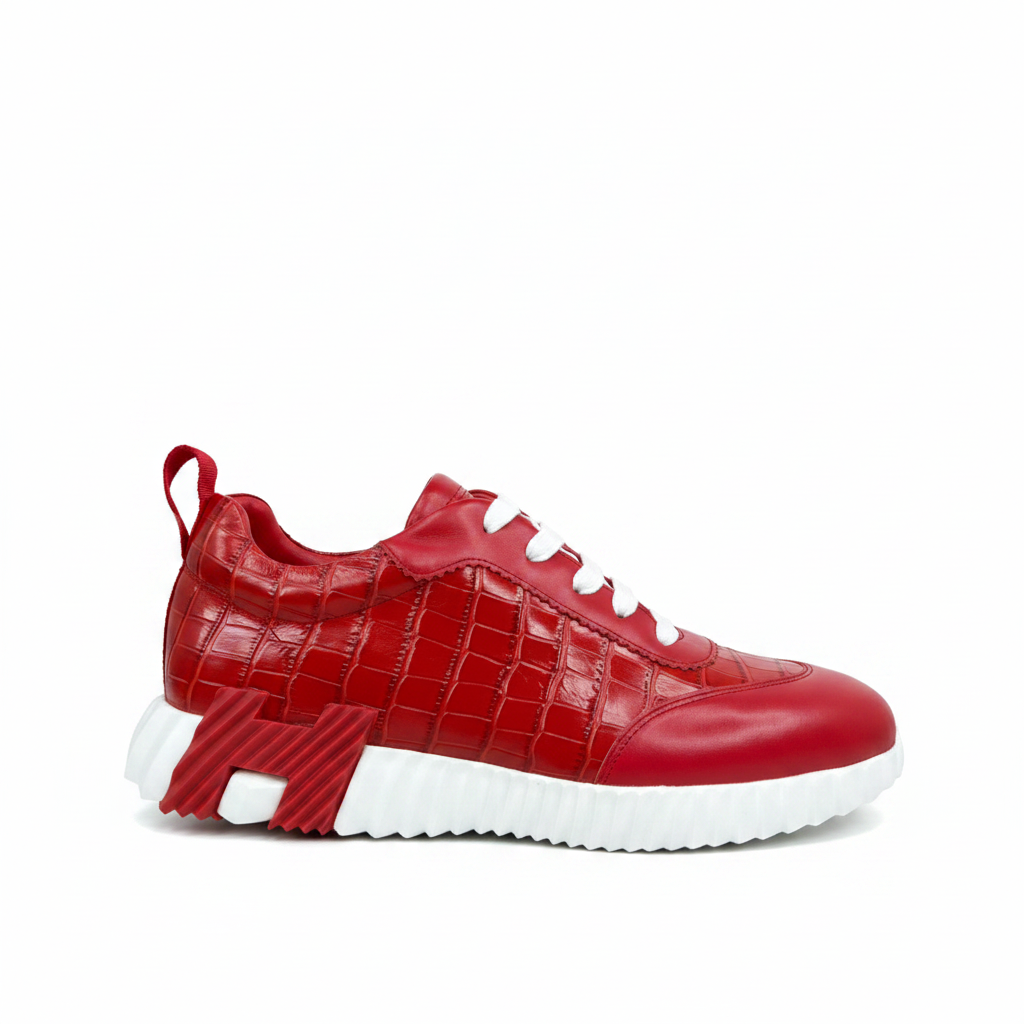 Hermes Bouncing Sneakers "Red Crocodile Pattern"