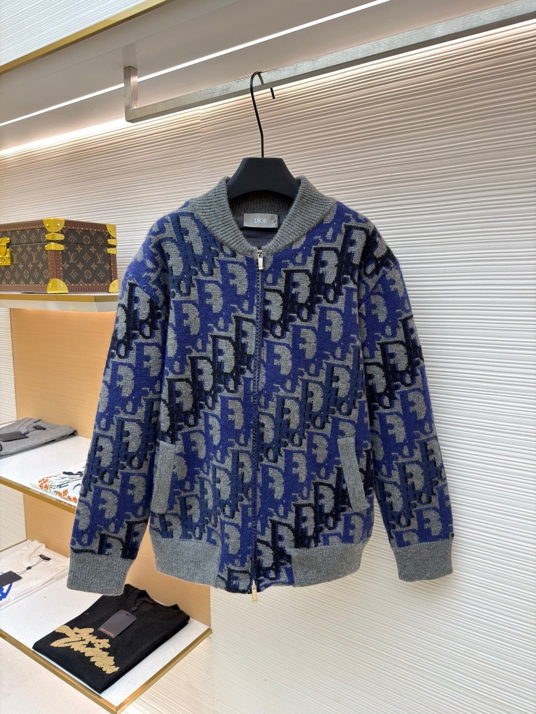 Dior Oblique Blouson Jacket "Gray Wool Knit"