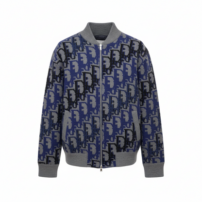 Dior Oblique Blouson Jacket "Gray Wool Knit"