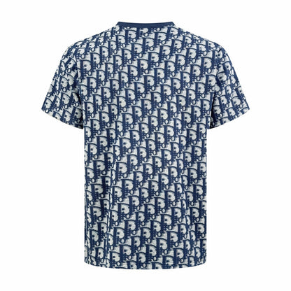 Dior Oblique T-Shirt "Blue and White Terry Cotton Jersey with Oblique Print"