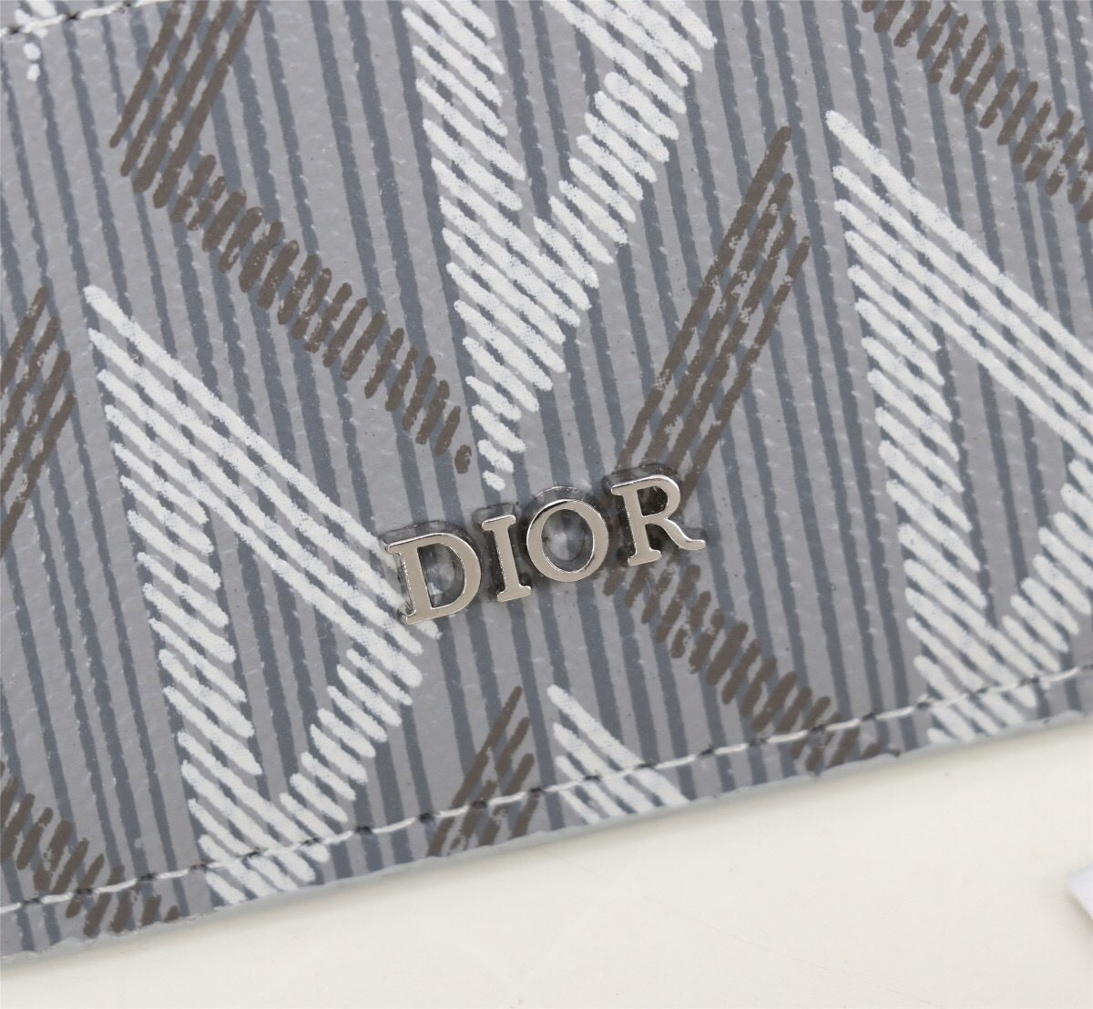 Dior Card Holder CD Diamond Canvas Smooth Calfskin