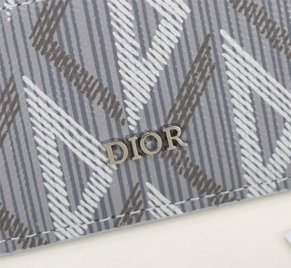 Dior Card Holder CD Diamond Canvas Smooth Calfskin