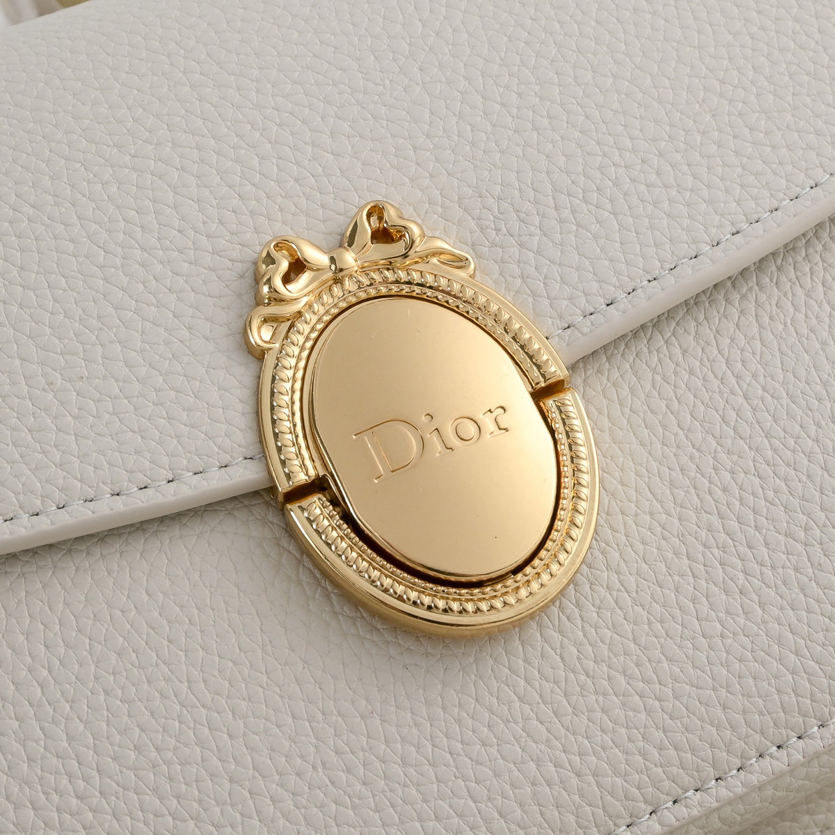 Dior Medium Dior Médaillon Flap Bag "White Grained Calfskin"