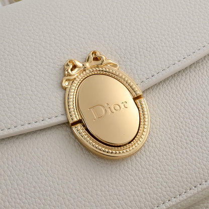 Dior Medium Dior Médaillon Flap Bag "White Grained Calfskin"