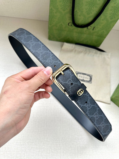 Gucci Belt with Interlocking G Detail "Black"