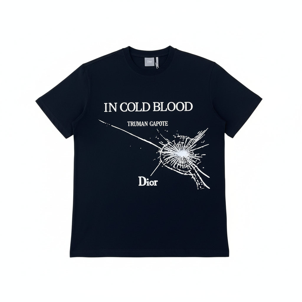 Dior T-Shirt with Book Cover Embroidery and Print "Black and White Cotton Jersey"