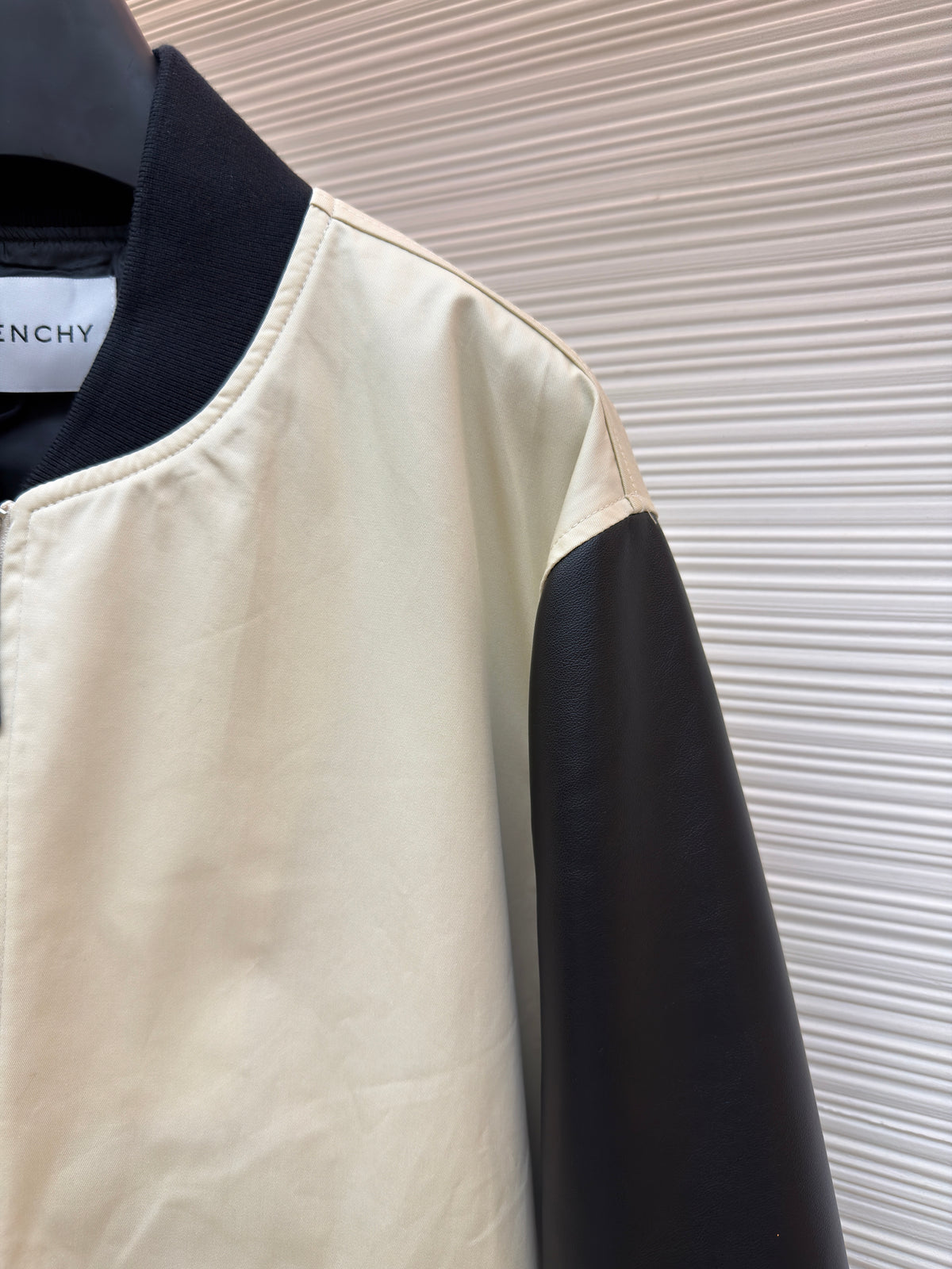 Givenchy Mix Material Blouson with Givenchy Paris Embroidery "Neutral-Black"