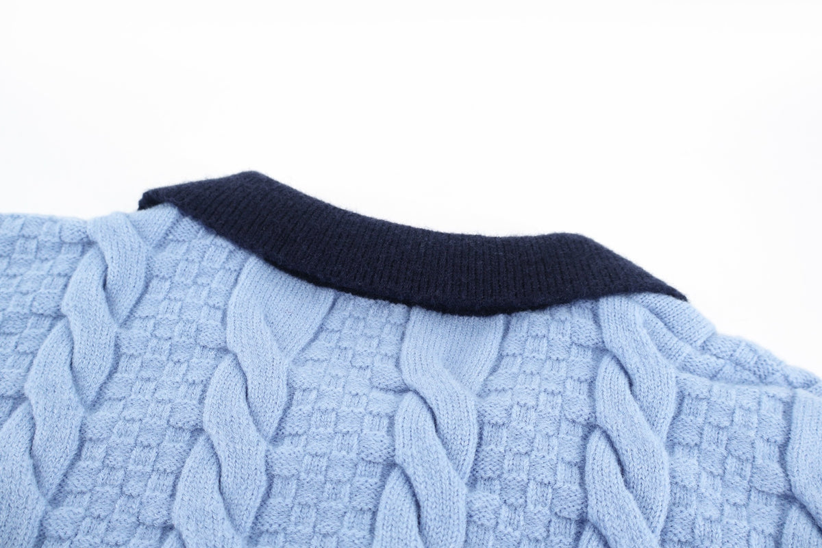 Louis Vuitton Cable-Knit Shirt Cardigan "Pale Blue"