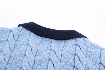 Louis Vuitton Cable-Knit Shirt Cardigan "Pale Blue"