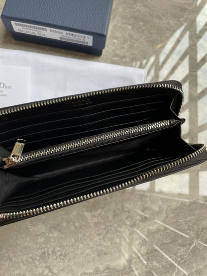Dior Long Zipped Wallet "Black Oblique Galaxy Leather"