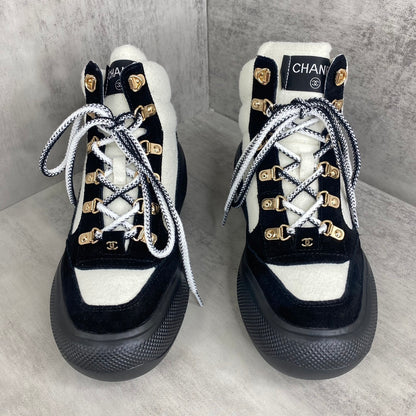 Chanel Snow Boots "Black-White Suede"