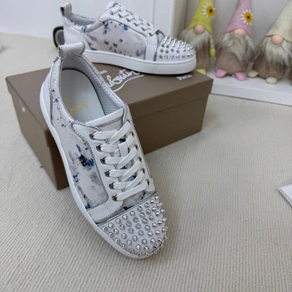 Christian Louboutin Louis Junior Spikes Orlato "White-Silver"