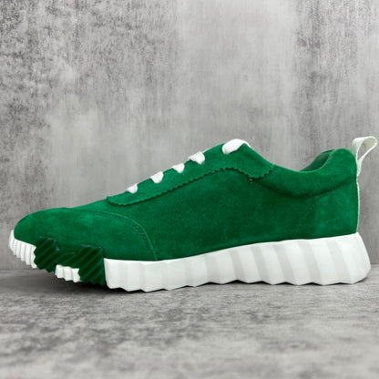 Hermes Bouncing Sneakers "Green-White Suede"