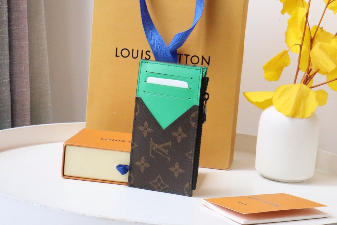 Louis Vuitton Coin Card Holder "Monogram Macassar Canvas"