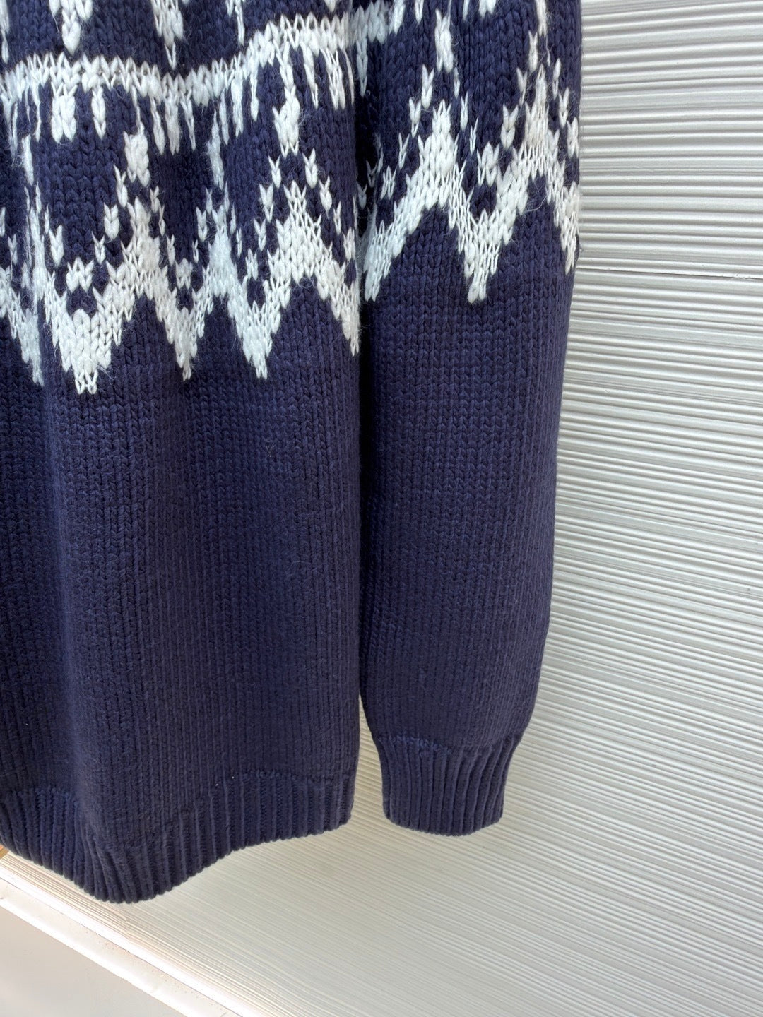 Dior DiorAlps Turtleneck Sweater "Navy Blue and White Alpaca, Wool and Cotton Knit"
