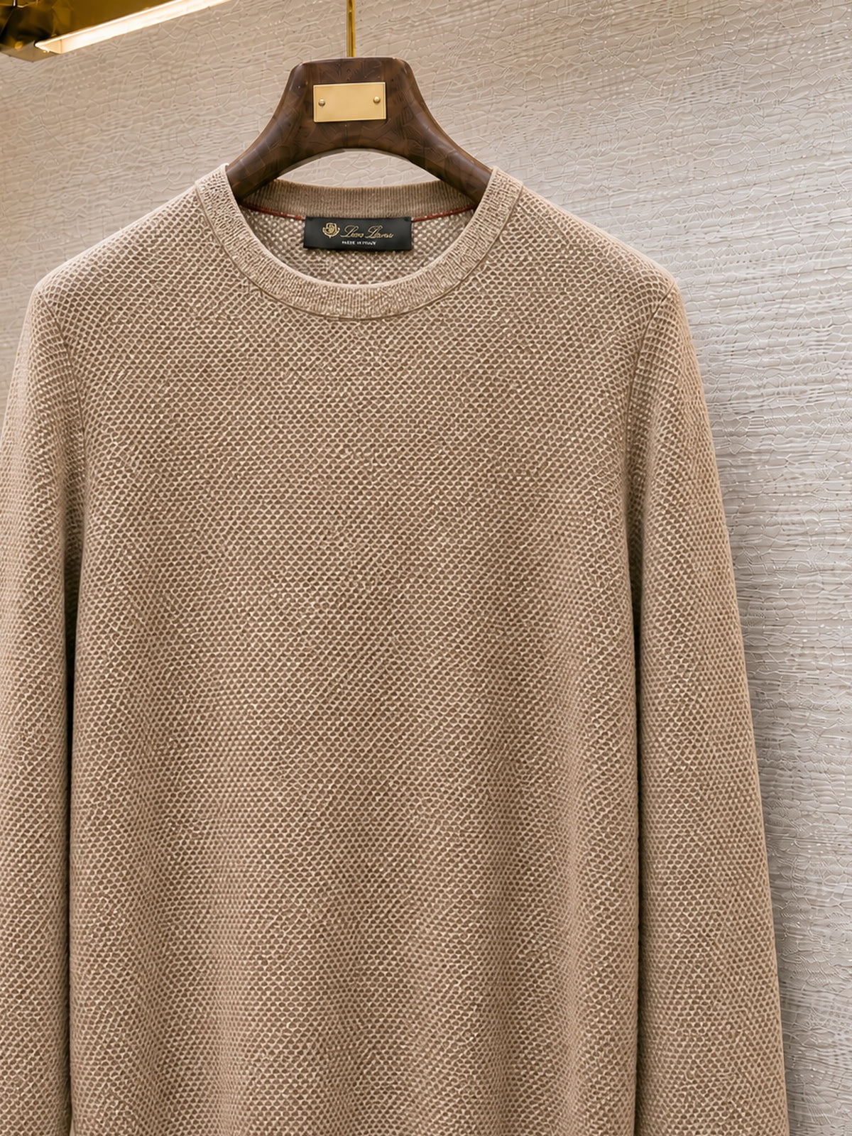 Loro Piana Varallo Crewneck "Mulberry Natural Wood"