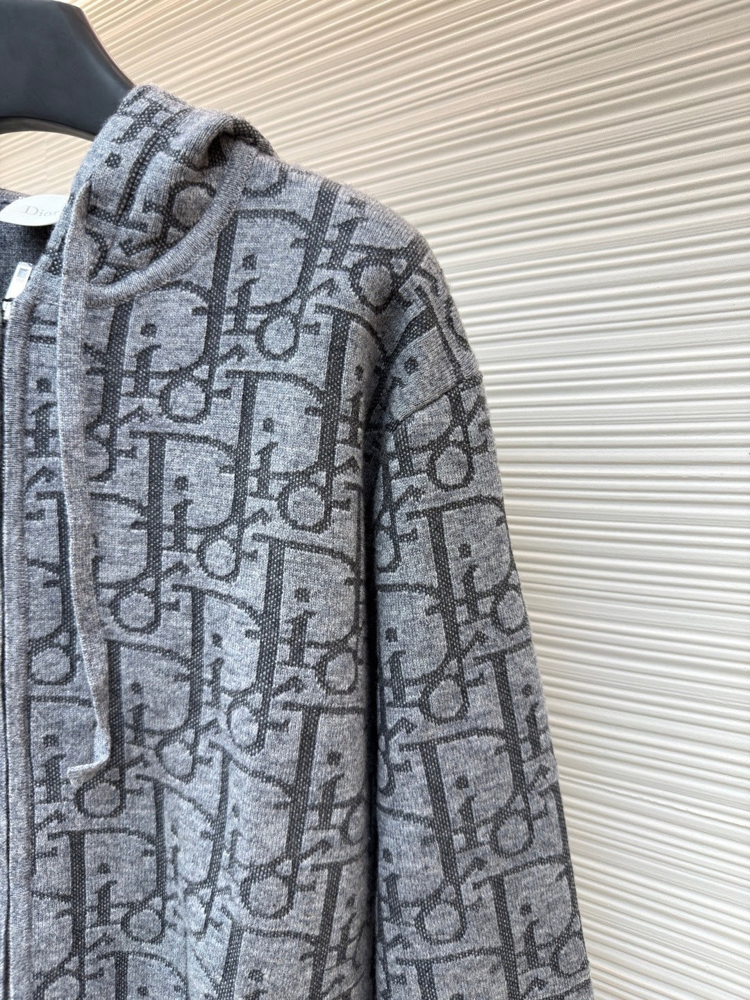 Dior Hooded Zip-up Cardigan "Gray Dior Oblique Wool Blend Jacquard"