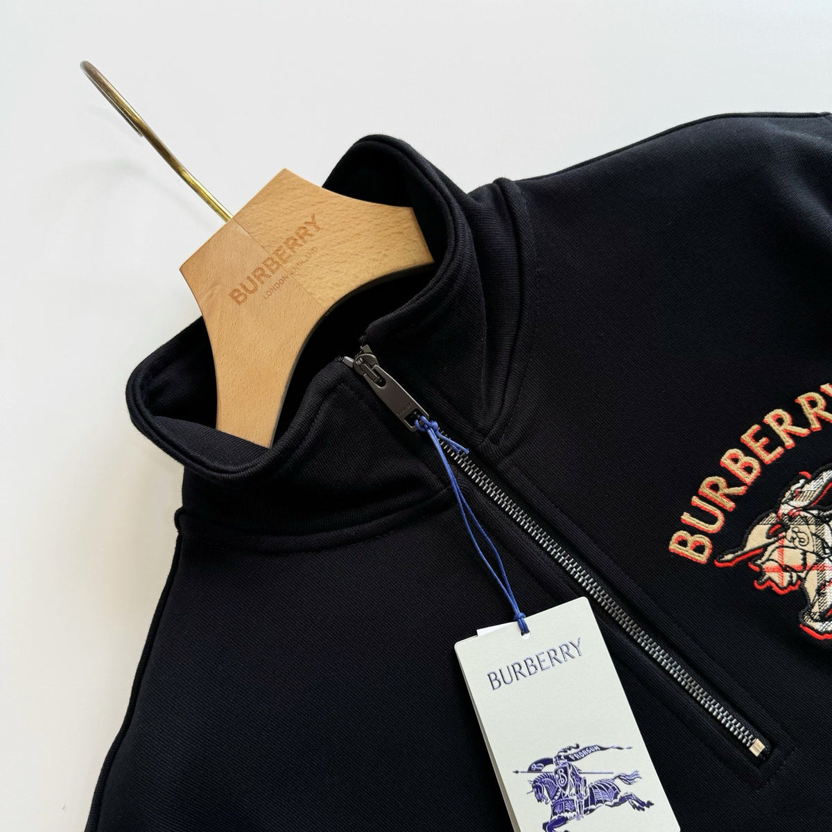 Burberry Knight Check Cotton Half-zip Sweatshirt "Black"