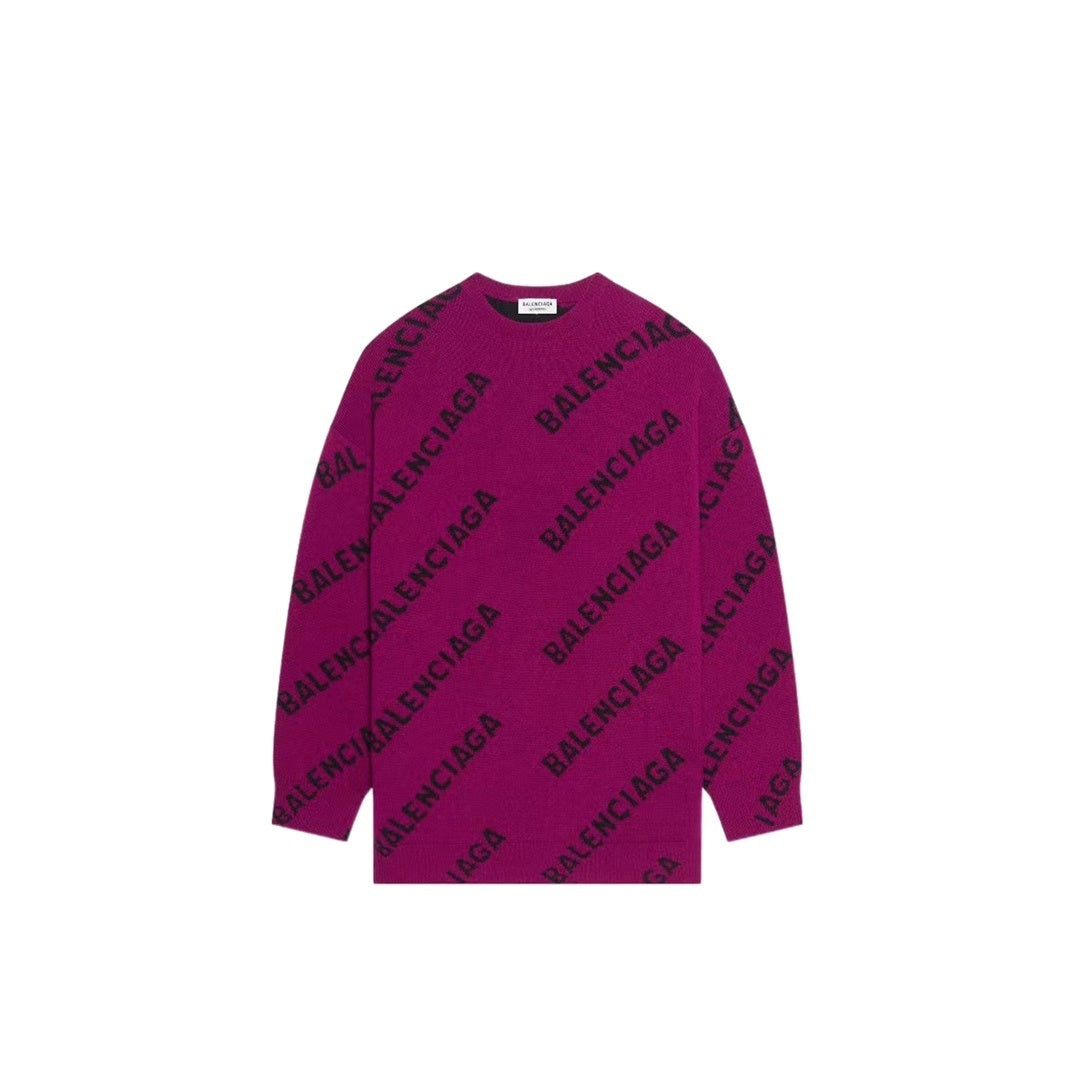 Balenciaga All-Over Logo Sweater "Purple-Black"