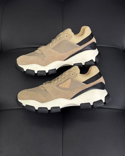 Prada Mesh Fabric and Suede Sneakers "Beige"