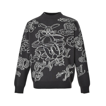 Louis Vuitton Rabbit Cartoon Sweater "Grey-White"