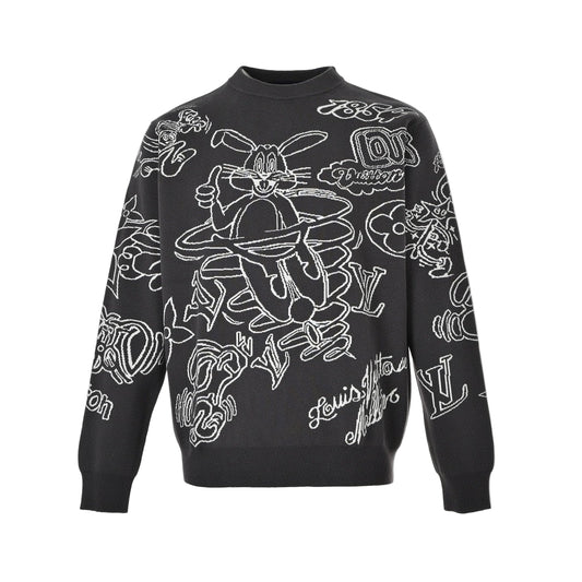 Louis Vuitton Rabbit Cartoon Sweater "Grey-White"