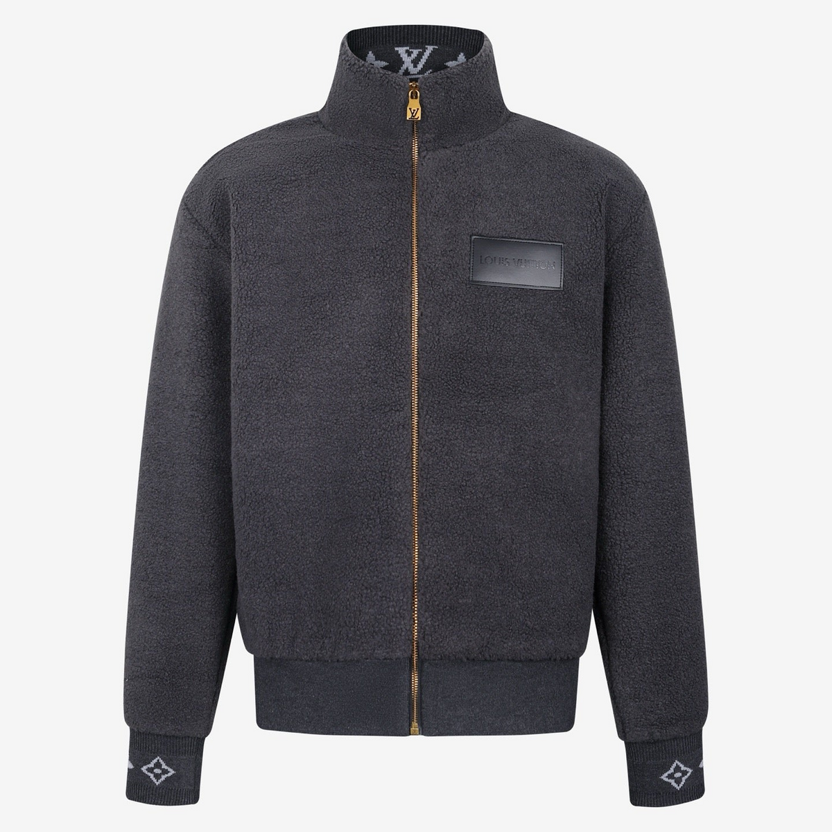 Louis Vuitton Fleece Jacket with Leather Patch "Grey"