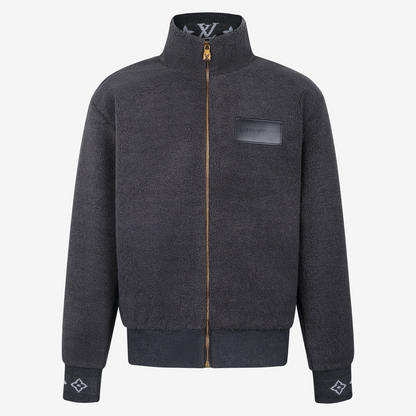Louis Vuitton Fleece Jacket with Leather Patch "Grey"