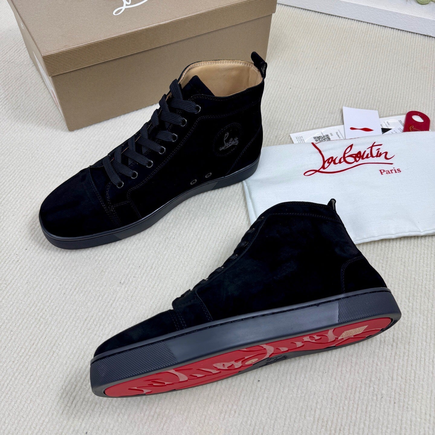 Christian Loubotin Louis High-Top Veau Velours "Black"