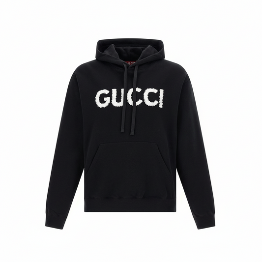 Gucci Embroidered Logo Hoodie "Black"