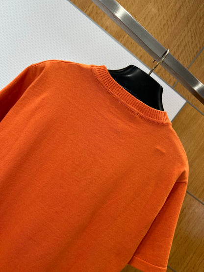 Louis Vuitton Pin-Embroidered Logo Short-Sleeve Knit T-shirt "Orange"