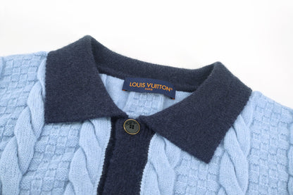 Louis Vuitton Cable-Knit Shirt Cardigan "Pale Blue"